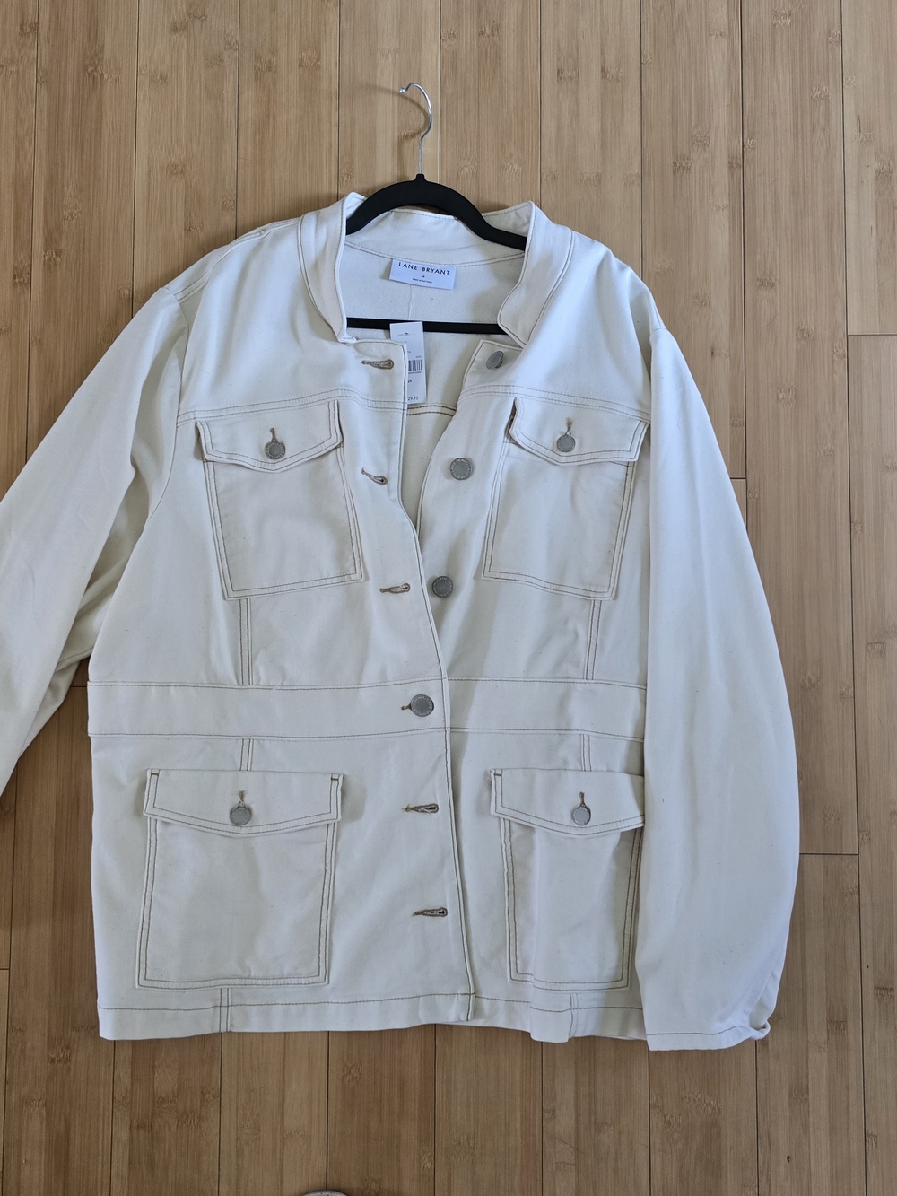Lane Bryant Cream Utility Jacket with Flap Pockets